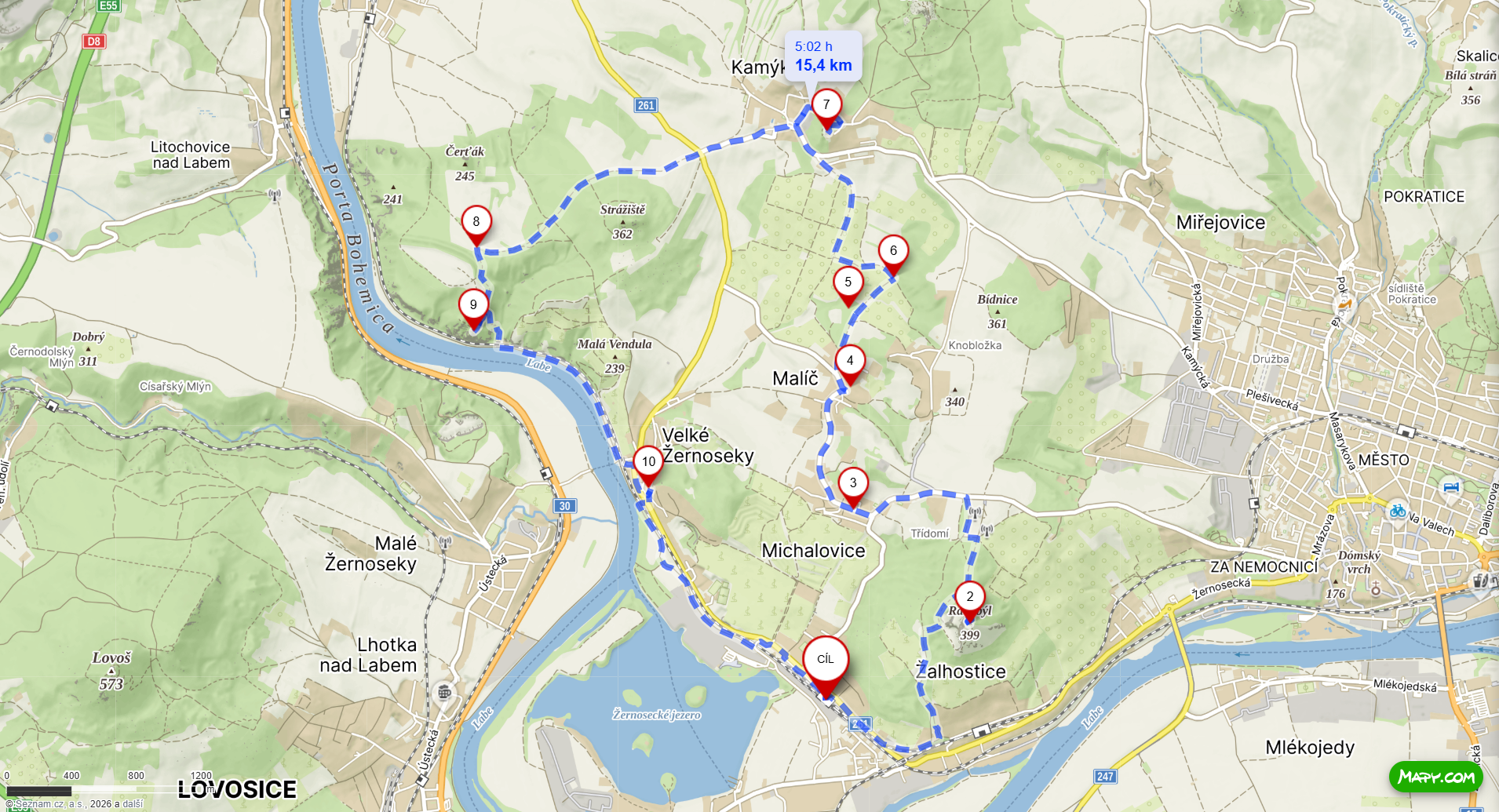 Mapa 15 km